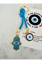 Nazar Beaded Hamsa Hand Keychain & Bag Charm – Gold Detailed Design - 2