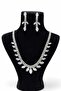 Women's Silver Color Model Waterway Zircon Stone Necklace Earring Set - 2