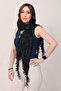 Shawl Luxury Satin Silk Black Crinkle Shawl (68X190 cm) - 2