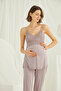 Women'S, Viscose, V-Neck, Lace, Maternity 3-Piece Pajama Set - 6