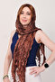 Shawl: Luxury Satin Silk Brown Crinkle Shawl (68X190 cm) - 2