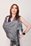 Shawl: Luxury Satin Silk Anthracite Crinkle Shawl (68X190 cm) - 3