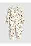 Ecru Crew Neck Printed Girls' Pajama Set - 2