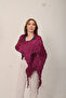 Shawl: Luxury Satin Silk Plum Crinkle Shawl (68X190 cm) - 2