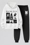Bts Bangthan Boys Printed 3-Yarn Quality Sweatshirt and Sweatpants Kids' Top-Bottom Set