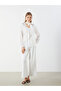 White Tie-Neck Women's Blouse - 2