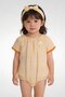 Toddlers Girl 2 Pieces Short Sleeve Stripe Bodysuits And Headband Set, Peach