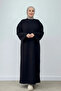 فستان Three Thread Ş مبطن بالصوف Belted O قصة فضفاضة الأساسي - أسود - نطاق واسع من المقاسات - 3