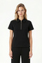 Women's Nola Modal Touch Zippered Polo Collar Elastic Waist Pocketed Black Top and Bottom Set - 3
