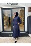 202942 Women's High Collar Suit Navy Blue - 2
