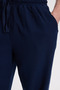 Men's Baggy Fit Wide Cut 100% Cotton Elastic Waist Side Pockets Muslin Navy Blue Straight Trousers - 5