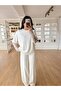 Women Sleeve Tulle Detail Crew Neck Basic T-shirt - 2