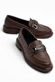 Women's Bitter Brown Leather Buckle Loafer Shoes - 2