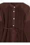 Lace-Up Tunic Shirt with Pleated Front and Sleeves - Brown - 3