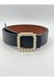 Gold Buckle Stoned Women's Belt Trouser Belt Dress Belt Shirt Belt Coat Belt - 4
