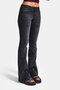 Women's Smoke Gray 2s6-1 SWL Mid-Rise Flared Fit Belt Detail Stretchy Denim Jeans