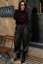 Black Elastic Waist Women's Leather Balloon Pants Mg2701 - 3