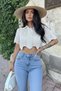 Women's shirt collar knit blouse - cream - 3