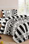 Black and White Single Fan Duvet Cover Set - Soft Cotton Texture