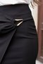 Women's Lightweight Lycra Fabric Double-Breasted Pencil Skirt with Accessories and Deep Side Slits Below the Knee - Black - 7