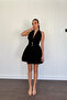 Halter Neck Mini Dress-Black