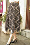 Women's Chiffon Eight-Piece Lined Midi Length Asymmetrical Skirt - Khaki Tile - 2