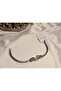 Silver Color Geometric Patterned Zircon Stone Bracelet 20 cm - 3