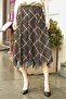 Women's Chiffon Eight-Piece Lined Midi Length Asymmetrical Skirt - Khaki Tile - 4