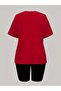 Women's Leopard Heart Printed Oversize T-Shirt Leggings Set Loose Combination Boyfriend Style - 6