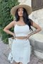 Women's Lined Knitwear Skirt-Cream - 3