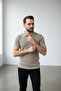 Men's Striped Polo Collar Jacquard T-Shirt - 5