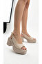 Closed Top Side Buckle Leather High Heeled Ankle Buckle Women's Summer Sandals