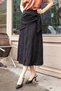 Women's Embroidered High Waist Tie Skirt Kiloş Midi Length Below the Knee Skirt-Black - 3