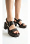 Side Buckle Detailed High Heeled Ankle Buckle Women's Summer Sandals