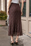 Women's Lined Lace-Tulle High Waist Slim Fit Long Below Knee Fish Cut Skirt-Coffee Pattern - 5