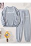 Perfectly Imperfect Printed Gray Women's Tracksuit Set 100% Cotton - 2