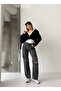 High Waist Double Knee Laser Ripped Wide Leg Jeans - 4