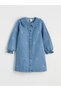 Lcw Kids Indigo Baby Collar Embroidered Girls' Jean Dress - 3