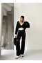 High Waist Double Knee Laser Ripped Wide Leg Jeans - 4