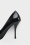 Women's Stiletto Pointed Toe Gold Buckle Detailed Daily Heeled Shoes Corso Black Croco - 6
