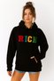 Women's Black Cotton Printed Sweatshirt with Kangaroo Pocket - 3