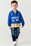 Boy's Polo Collar Printed Sweatshirt and Jeans Pants Set of 2
