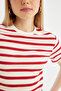 Fitted Striped Ribbed Short Sleeve T-Shirt A7646Ax24Sm - 5