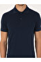 Navy Blue Slim Fit 100% Cotton Non-Curling Buttoned Polo Collar Basic T-Shirt 50325323-Vr033 - 6