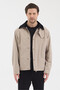 Men's Beige Contrast Collar Oversize Jacket