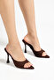 Women's Brown Suede Pointed Toe Heeled Sandals - 5