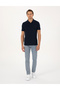 Navy Blue Slim Fit 100% Cotton Non-Curling Buttoned Polo Collar Basic T-Shirt 50325323-Vr033 - 4