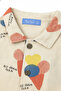 Children's Cotton Beige Ice Cream Patterned Shirt and Shorts Set - 3