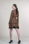 Women's Summer Coffee Color Lace Detailed Long Sleeve Short Dress Stylish Casual Comfortable 50371 - 3