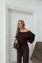New Season Women's Modal Fabric Loose Off-Shoulder Blouse and Trousers Two-Piece Suit 0059 - 2